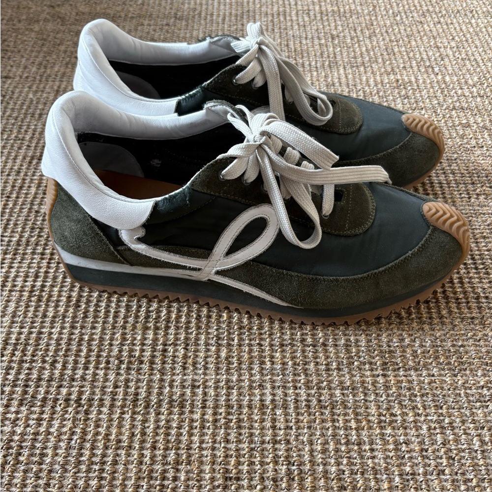 Loewe Green and White Sneakers with Sporty Design